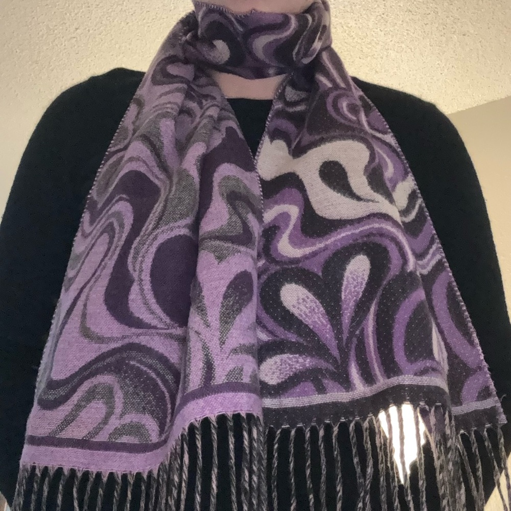 VINTAGE 100% Cashmere Made in Scotland Groovy 70s Paisley Psychadelic Scarf
